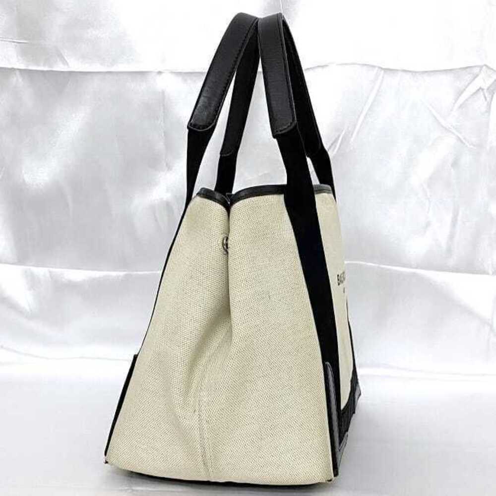 Balenciaga Pouch Logo Canvas Tote Black High Navy Tan Leather Blue Business - Picture 1 of 8